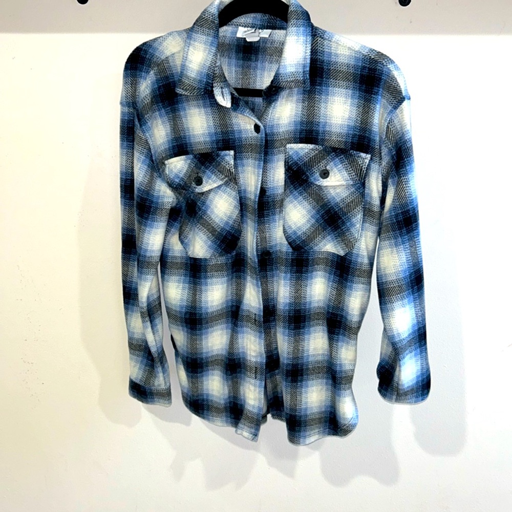 Blue black and white Plaid jacket, all buttons are in great condition!